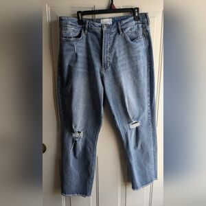 Dear John Jodi Straight Super High Rise Cropped Jeans Women's Size 33 Frayed